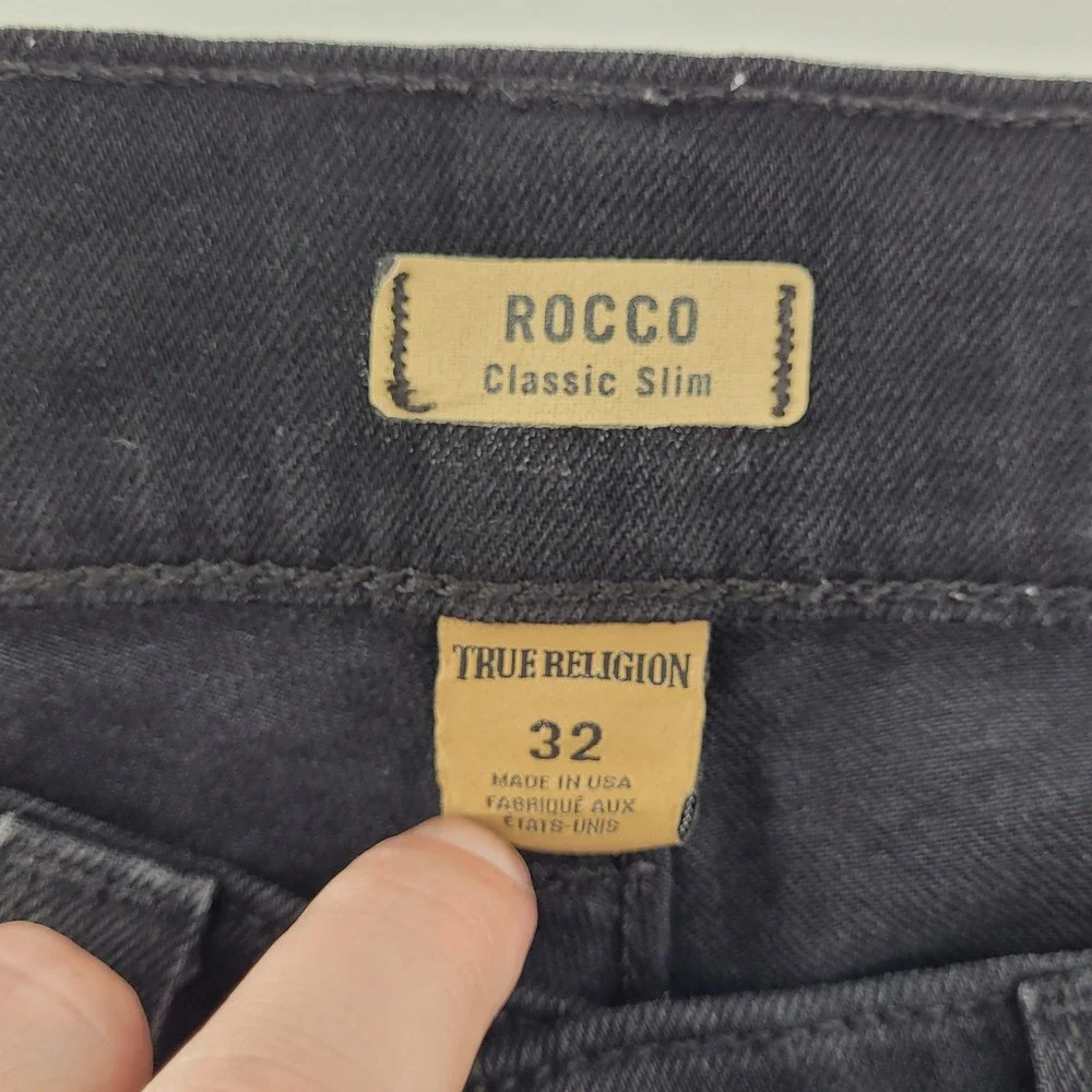True Religion Rocco Classic Slim 32 Black Denim Jeans Mens‎